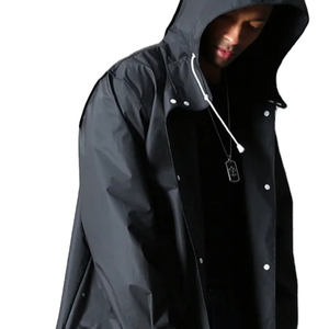 <strong>Men's</strong> Fashionable Black Polyester <strong>Raincoat</strong> Waterproof Long Rain Jacket Hooded EVA <strong>Raincoat</strong> Activities Hiking Adult <strong>Raincoat</strong> - Product Image 4