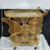 Nouvelle Arrivée Chariot de Luxe pour Restaurant, KTV, Livraison de Plats, Snacks, Boissons, Gâteaux - Chariot de Service Doré Papillon pour Mariages