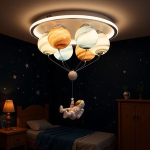 Lampada da <span class=keywords><strong>Soffitto</strong></span> LED Moderna a Tema Pianeti e Cartoni Animati per Cameretta Bambini, con Mongolfiera e Piccolo Astronauta - Product Image 5