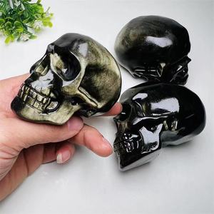 Bulk Groothandel Hoge Kwaliteit Hand Gesneden Natuurlijke Gouden Obsidiaan Kristallen Schedels Voor Decoratie - Product Image 2