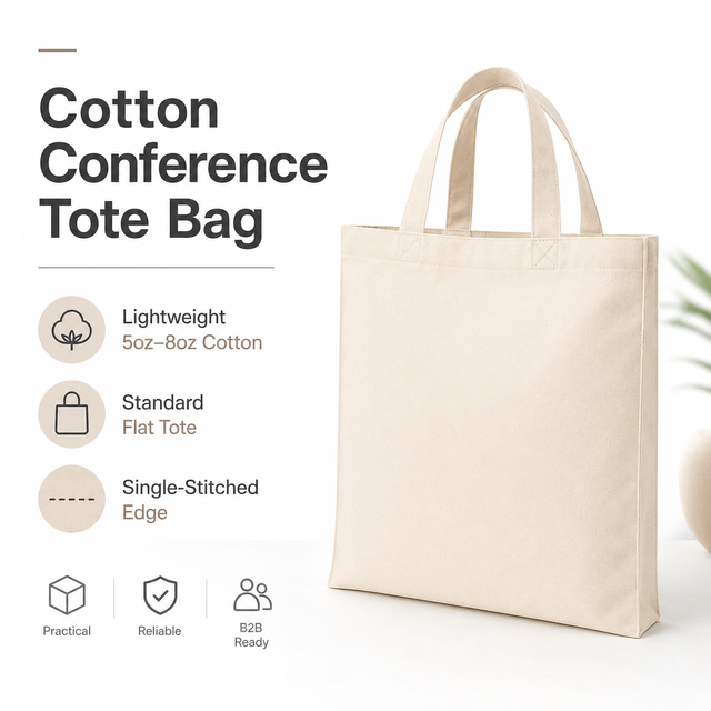 Wholesale Ready Stock Conference Tote Bag Custom Logo Quick Print Reusable Cotton Canvas Bag for Trade Show Promotional