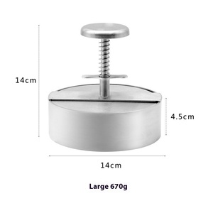 Moule à hamburger rond en acier inoxydable 304, presse manuelle pour viande (bœuf/poisson/gâteau) pour barbecue - Product Image 4