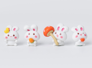 Linda Figura de Conejo Blanco de Resina, Conejo del Bosque Kawaii con Champiñón y Zanahoria, Jardín Mágico de Cuentos de Hadas, Regalo de Pascua y Primavera - Product Image 5