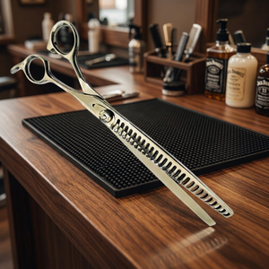 Tijeras de peluquería de acero inoxidable ASAP para adelgazar el cabello, para diestros, con punta roma, mango corto, corte de alambre CNC, dientes de tiburón, para perros - Product Image 2