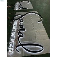 Lettres murales 3D rétroéclairées en acier inoxydable miroir titane noir, étanches IP65, pour enseignes publicitaires d'entreprise, d'hôpital ou de porte