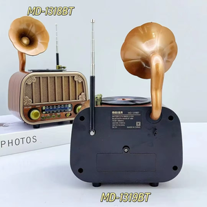 Adornos para el salón, reproductor de música portátil decorativo para el hogar, estilo Retro, fonógrafo Vintage clásico, altavoz de madera - Product Image 6