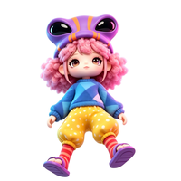 Figurine articulée OEM en PVC et ABS, poupée fille aux cheveux roses avec chapeau d'alien, jouet avec emballage personnalisé, service OEM d'usine