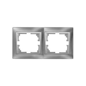 Cornice in argento a 2 elementi, serie Europa, design elegante e funzionale, ideale per installazioni di interruttori e prese. - Product Image 1