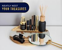 Plateau de service rond en bois d'acacia et résine blanche, 11,8 pouces, plat décoratif blanc nacré pour table basse, charcuterie, décoration intérieure
