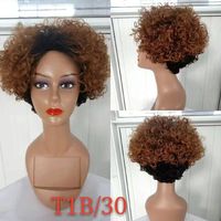 100% cheveux humains courts bouclés Bob perruques brésiliennes cheveux humains bouclés perruques pas cher fait à la Machine perruque en gros pour les femmes noires