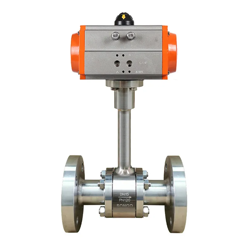 DN25 -196degree Ultra-Low Temperature Forged SS304 Steel Extended Stem Female Thread Pneumatic Cryogenic Ball Valve
