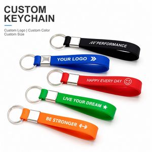 Personalized Soft PVC Wristlet Keychain <b>Custom</b> Color Logo Rubber <b>Key</b> <b>Ring</b> for Promotional Gifts - Product Image 1