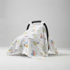 SZ33时尚2023轻质100% 棉婴儿毯婴儿车套，印花可爱