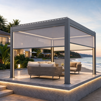 Pergola bioclimatique en aluminium haut de gamme, entièrement motorisée, toit à lames orientables imperméable, jardin, cour, terrasse