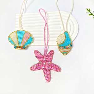 Breloques de sac marines, porte-clés étoile de mer cousus main, pendentifs de sac, accessoires DIY pour patchwork textile et vêtements - Product Image 3
