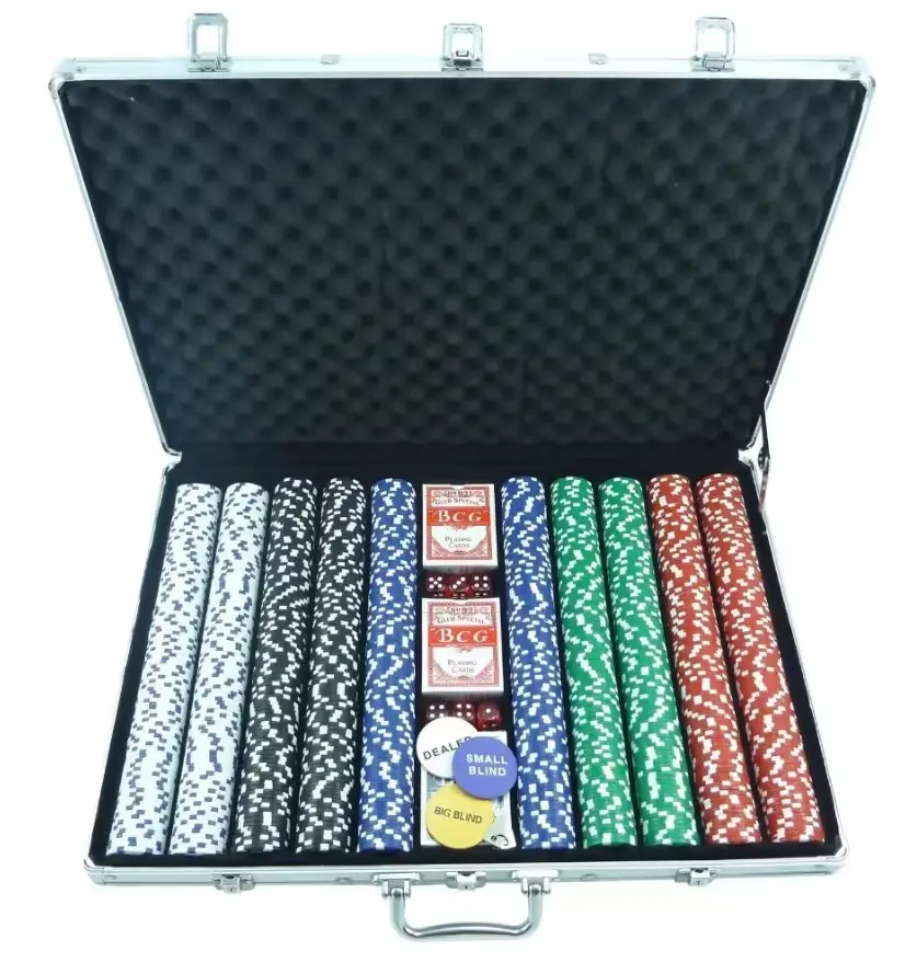 Jeu de jetons de Poker en ABS personnalisés, vente en gros, avec boîte en aluminium, 1000
