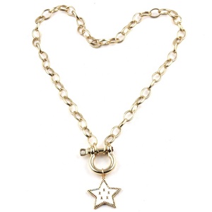 Moda donna gioielli delicati <span class=keywords><strong>collana</strong></span> a catena a maglia in oro <span class=keywords><strong>collana</strong></span> <span class=keywords><strong>con</strong></span> ciondolo a forma di stella <span class=keywords><strong>con</strong></span> zirconi smaltati a vite piccola - Product Image 5