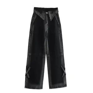 New Arrival Ladies Straight Black Denim Jeans Pants For Women