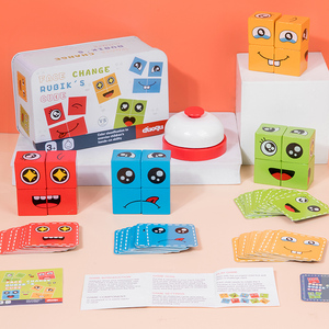 Jeu de société éducatif <span class=keywords><strong>en</strong></span> <span class=keywords><strong>bois</strong></span>, puzzles magiques à visages changeants, blocs de construction <span class=keywords><strong>en</strong></span> <span class=keywords><strong>bois</strong></span>, cube Montessori, jouets éducatifs pour enfants - Product Image 2