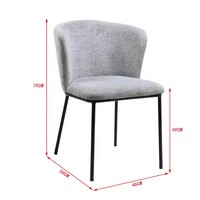 Chaise de salle à manger en tissu velours gris, design minimaliste moderne, légère et durable, pour la maison, l'appartement, l'hôtel