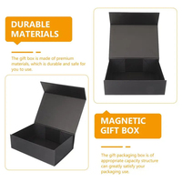 Boîte Cadeau Rigide en Carton Noir de Luxe Pliable avec Poignée en Ruban, Logo Personnalisé FEO, pour Montres et Emballage de Vêtements, avec Fermeture Magnétique