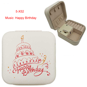 Boîte à musique Joyeux Anniversaire avec des centaines de mélodies au choix, étui de rangement pour bijoux de voyage, personnalisable avec impression - Product Image 5