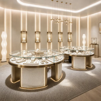 Comptoir de présentation de bijoux en verre rond haut de gamme avec éclairage LED, vitrine circulaire pour bijouterie, aménagement complet de magasin