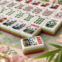 Jeu de Mahjong Américain de Luxe Paon Impérial Bleu Marine Lotus en Acrylique, 3 Couches, Écologique, Gravé, 160 Tuiles