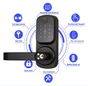 Fechadura inteligente com chave para porta da frente, fechadura eletrônica com chave, fechadura de entrada sem chave com alça