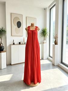 Robe d'été élégante grande <span class=keywords><strong>taille</strong></span> pour femme, style africain, sans bretelles, à fleurs, décontractée, sexy, plissée, longue, type camisole - Product Image 4