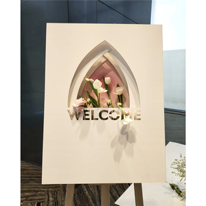 Panneau de bienvenue personnalisé pour mariage, designs floraux personnalisés, support vertical 3D, mariée et marié, panneau de réception de mariage - Product Image 3