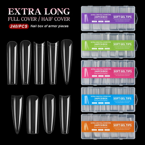 Box di Tip per Unghie Private Label Senza Curva a C Copertura Parziale o Totale XXL XXXL Lunghe Stiletto Quadrate Coffin in ABS Soft Gel X - Product Image 1