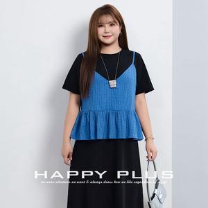 Chaleco con tirantes a cuadros azules para mujer Happy Plus, ropa exterior informal holgada con volantes N9236 - Product Image 1