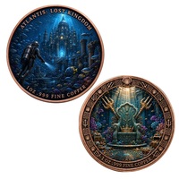 Médaille 2026 Atlantis Sunken City Double Face Diver Relief Plaqué Fer Boîtier Acrylique