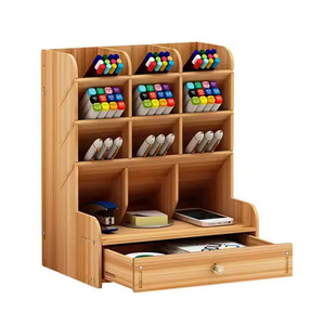 Portalápices de madera con cajón, organizador de escritorio multiusos de 5 niveles para el hogar y la oficina - Product Image 1