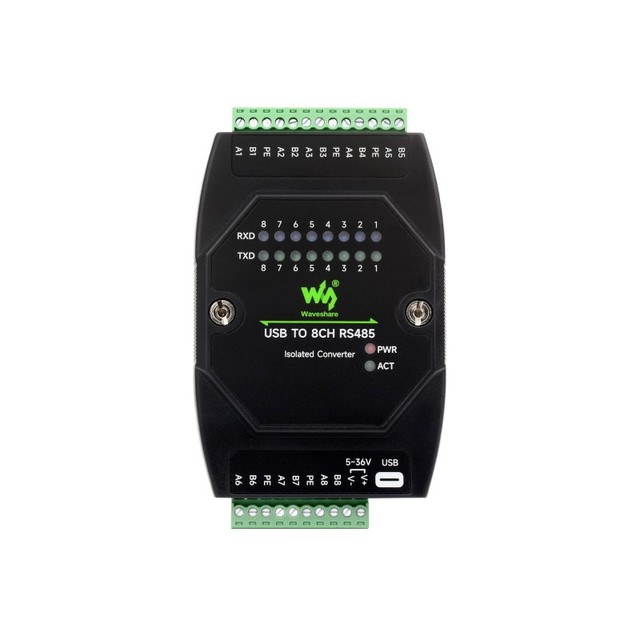 USB to 8CH RS485 Industrial Grade Isolated Converter,USB to RS485 Adapter,Multiple Protection Circuits,Wall-mount and Rail-Mount