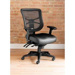 Alera EL4215 Elusion Series Chaise de bureau multifonction en cuir noir à dossier moyen avec design en maille - Product Image 4