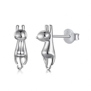 Dylam New Arrival Hypoallergenic Tiny Design <b>Cute</b> S925 Silver Rhodium Plated Cat Shape Stud <b>Earrings</b> for Women Girls Children - Product Image 1