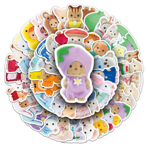 51 pièces Vente directe d'usine Sylvanian Families (B) Autocollants créatifs personnalisés pour boîtes de rangement et bouteilles de boissons. - Product Image 6