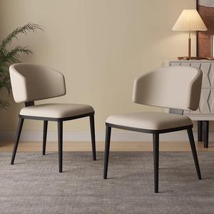 Modern Minimalist Dining Chair With <b>Backrest</b> For Home And Office Use Mocha And Warm Gray Colors Available - Product Image 2