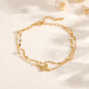 Fine Jewelry 925 Sterling <b>Silver</b> Casual butterfly <b>Bracelet</b> <b>Chain</b> for Ladies 925 <b>Silver</b> Doubale <b>Chain</b> <b>Bracelet</b> Jewelry Wholesale - Product Image 3