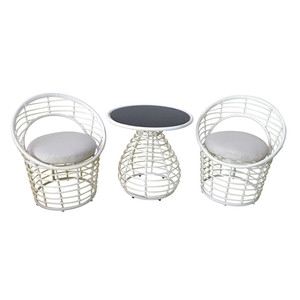 Yoho Ensemble de salon de jardin moderne Mobilier de patio en osier et acier Ensemble de bistro 3 pièces - Product Image 1