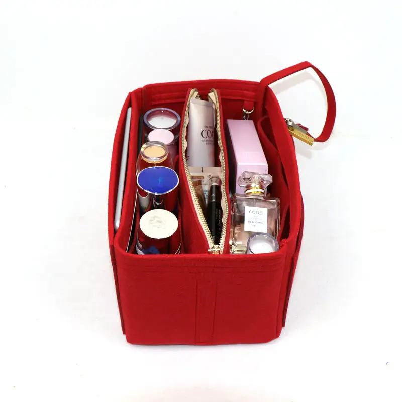 New women's portable large-capacity cosmetics and skin care product storage bag  cute inner liner bag  felt cosmetic bag