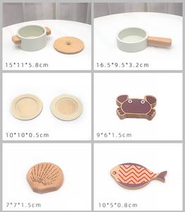 Ensemble de cuisine miniature en bois <span class=keywords><strong>avec</strong></span> accessoires, jeu d'imitation, apprentissage éducatif pour enfants - Product Image 4