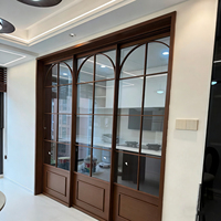 Puerta Corredera Interior Moderna de Tres Vías, Fabricada en China, de Aleación de Aluminio, Resistente al Agua, para Dormitorio, Cocina, Bodega, Hotel