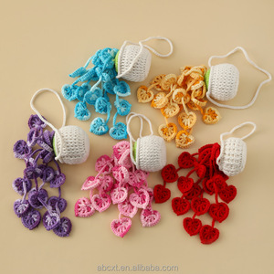 Decorazione per Auto a Forma di Fiore all'Uncinetto, Accessorio Auto Fatto a Mano, Decorazione Pendente a Cuore <span class=keywords><strong>e</strong></span> Foglia Lavorata a Maglia - Product Image 1