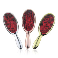 Ensemble de brosses à cheveux ioniques pour femmes, brosse à cheveux en nylon antistatique à picots de sanglier, placage électrolytique argenté