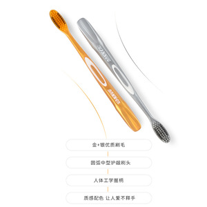 Cepillo de Dientes Banner, Dorado y Plateado, Doble Limpieza, Cerdas Suaves, Manual, para Adultos - Product Image 4