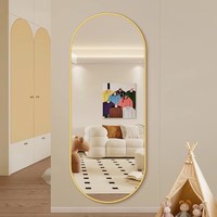 Miroir mural ovale en verre avec cadre en alliage d'aluminium coloré, design Art Déco, pour la maison, la chambre et la dressing