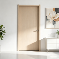 Puerta de entrada comercial moderna de madera maciza con núcleo mineral, resistente al fuego por 60 minutos, para uso en habitaciones de hotel y salas de estar.